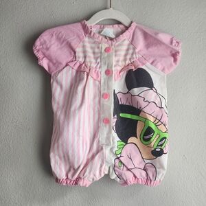 Vintage Disney Babies 80s Minnie Mouse Bubble Romper Size 0-6 Months